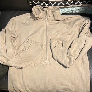 Men's Beige Quarter-Zip Sweatshirt